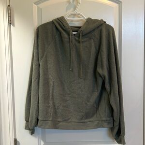 Olive colored green hooded sweater